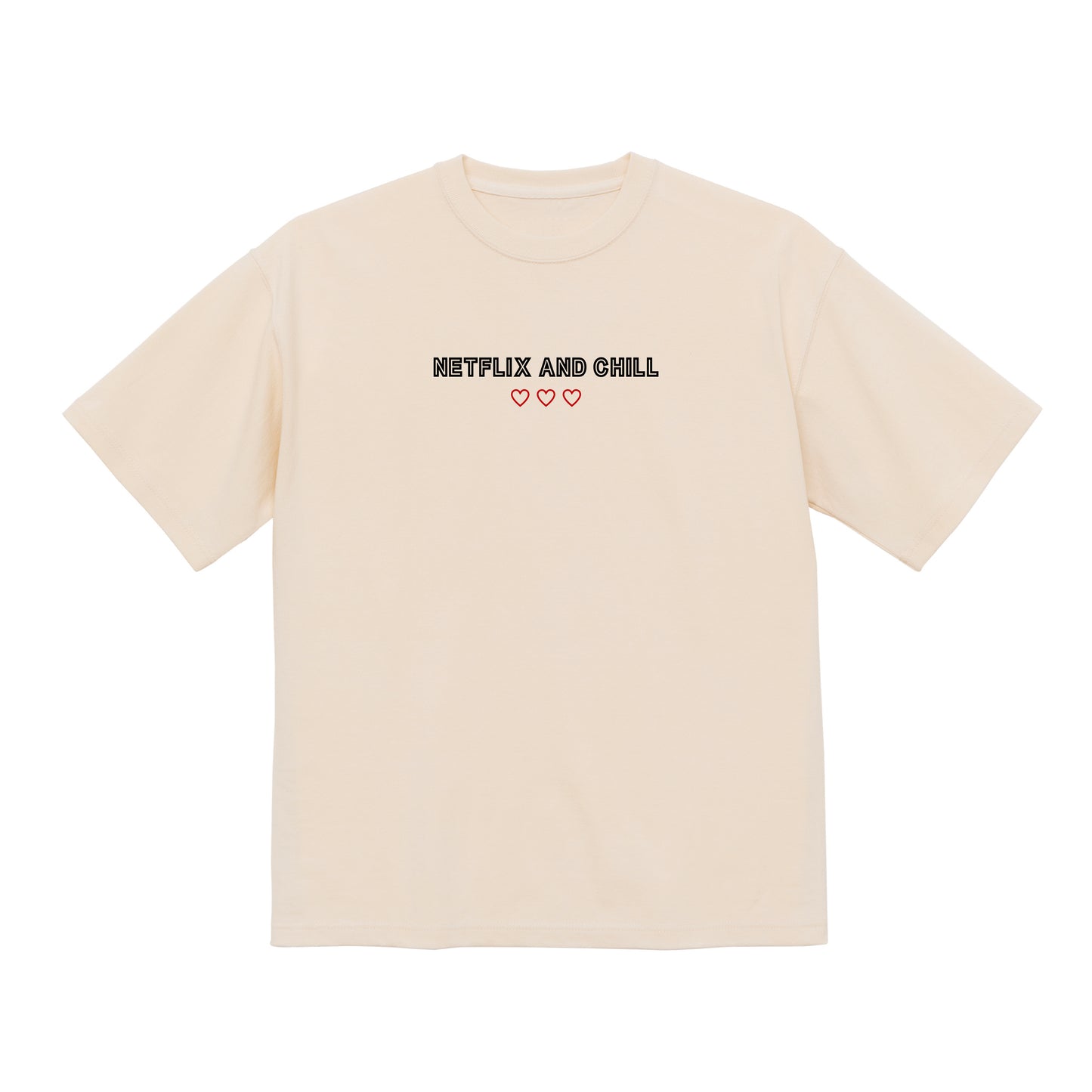 刺繍Tシャツ VINTAGE NATURAL (NETFLIX AND CHILL three hearts)