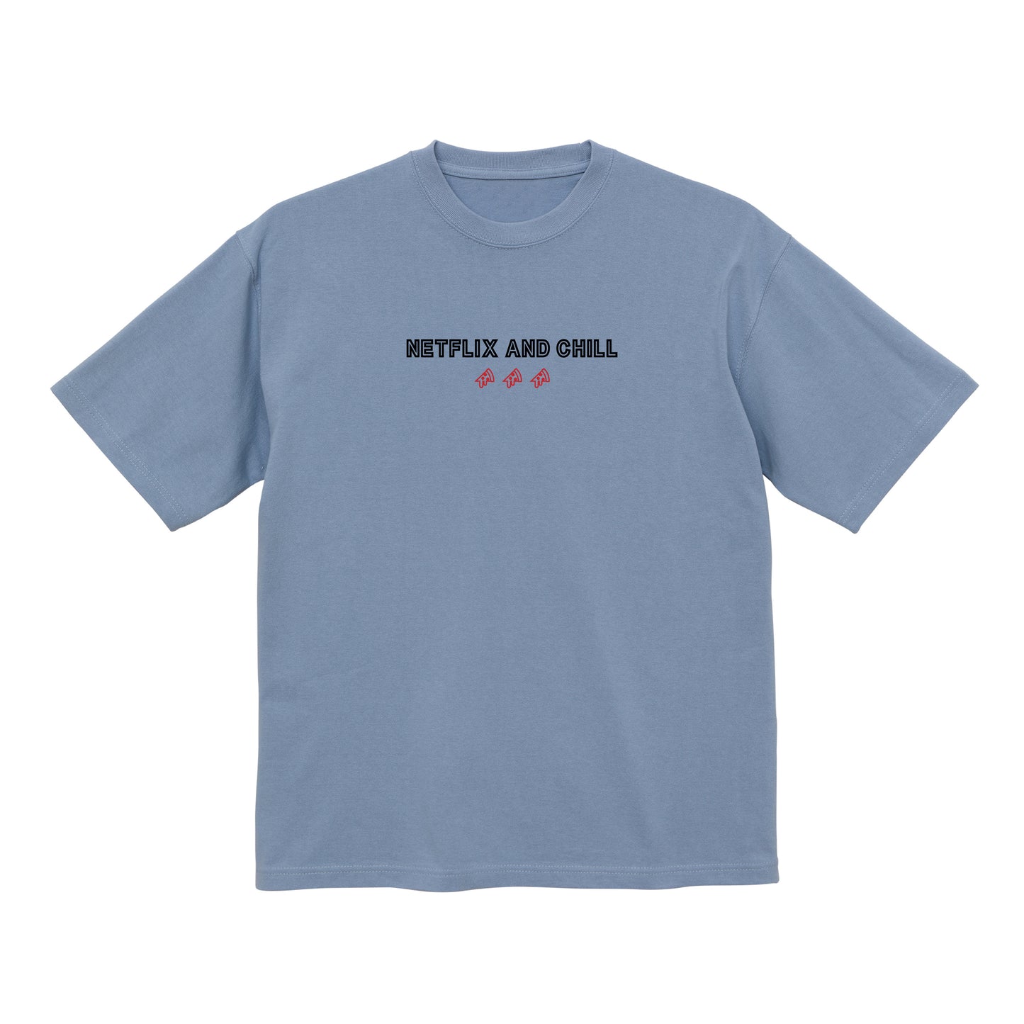 刺繍Tシャツ(NETFLIX AND CHILL three pizzas)