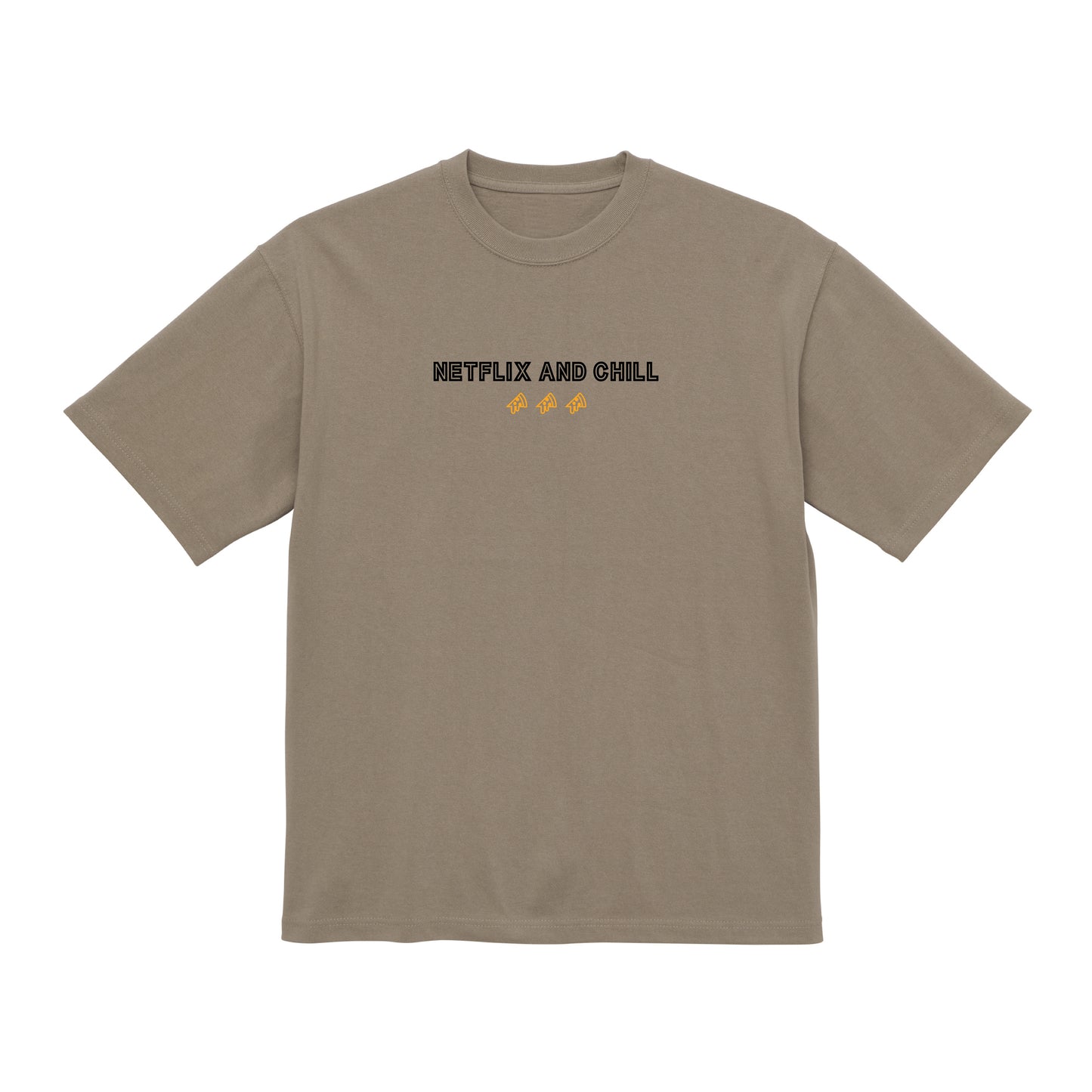 刺繍Tシャツ(NETFLIX AND CHILL three pizzas)